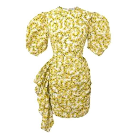 RHODE Dresses & Skirts - RHODE Pia Dress Yellow Ditsy Floral Size XS 100% Cotton Puffed Balloon Sleeve